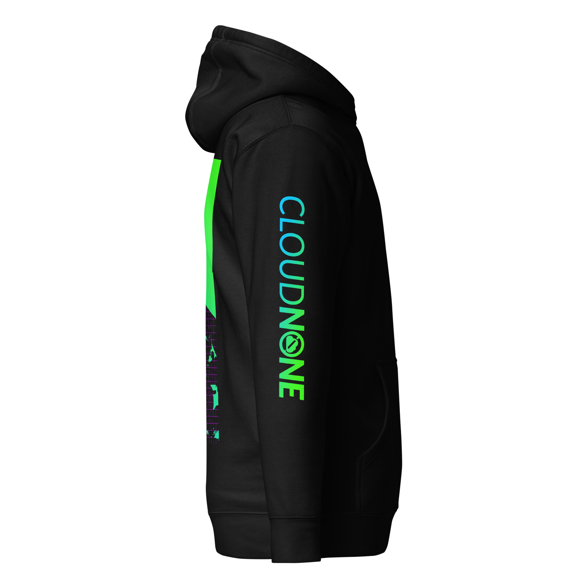 Wireframe Hoodie: Signal Fade CloudNone Sleeve